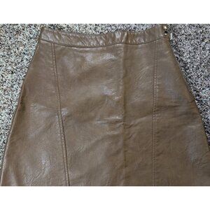 Zara Basic Collection Women’s S Brown Faux Leather Zip A-Line Mini Skirt
